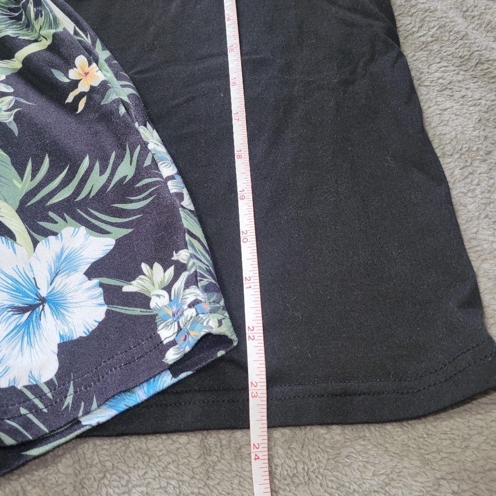 Black Pajama Top with Tropical Floral Shorts - Picture 3 of 8